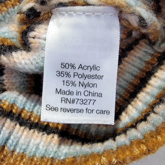 Nine West Cropped Striped Blue Tan Cream Boat Neck Sweater Fall Winter Size M - Picture 7 of 10